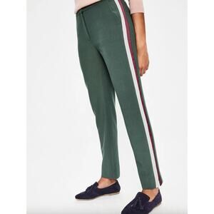 Boden Bristol Side Stripe Panel Ankle Trouser Pant Tuxedo Green US 16 Regular